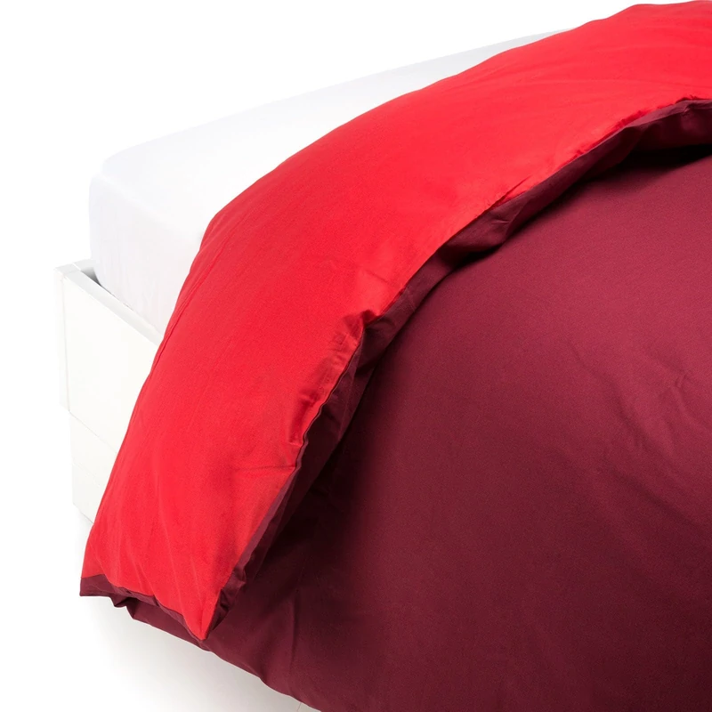 Caleffi - Plain Cotton Duvet Cover Bag Solid Color Square and Half Burgundy - Image 1