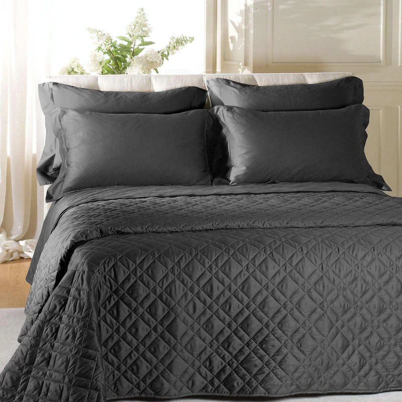 Caleffi - Bedspread-quilted Satin Plain Double Anthracite