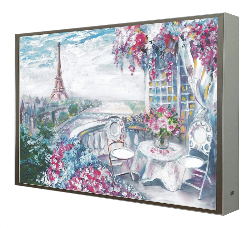 CCRETROILUMINADOS Picture with White Lacquered Wood Frame Illuminated with LED Light Views of Paris