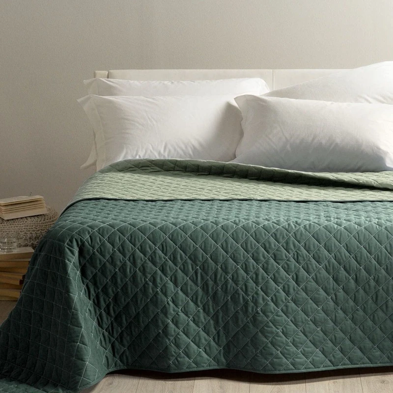 Caleffi - Quilted Plain Bedspread - Single - Jade