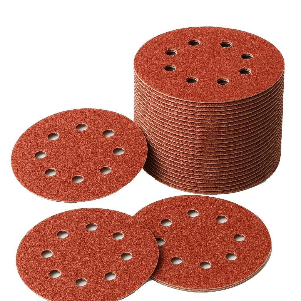 LESNIC 80 Grit Sanding Discs 50pcs, 125mm Sanding Discs 5 inches 8 Holes Fibre Backed Abrasive Discs Hook & Loop for Orbit Orbital Sanders and All Oscillating Tools