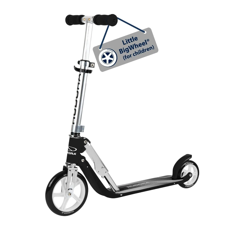 HUDORA Little BigWheel Scooter - Safe aluminium scooter for children from the age of 3 - Height-adjustable & foldable city scooter for up to 100kg - Stable scooter with large tyres