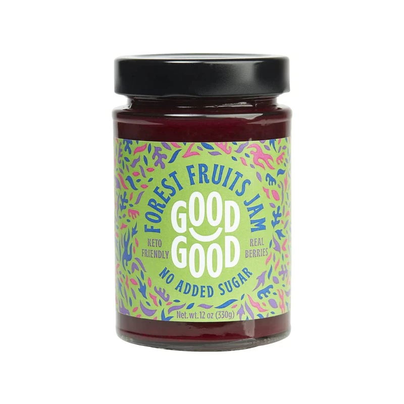 GOOD GOOD Forest Fruit Jam - No Added Sugar - Low Calorie - Gluten Free and Vegan - Diabetic and Keto Friendly - 12oz / 330g (Pack of 1)