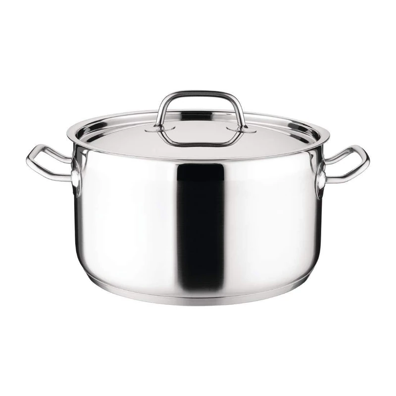 Nisbets Essentials Stainless Steel Stew Pan with Lid, 5.6L, Silver