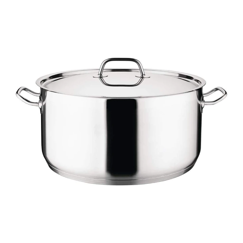 Nisbets Essentials Stainless Steel Stew Pan in Silver with Lid - Easy Clean and Highly Durable - Dishwasher Safe - 12L - Image 1