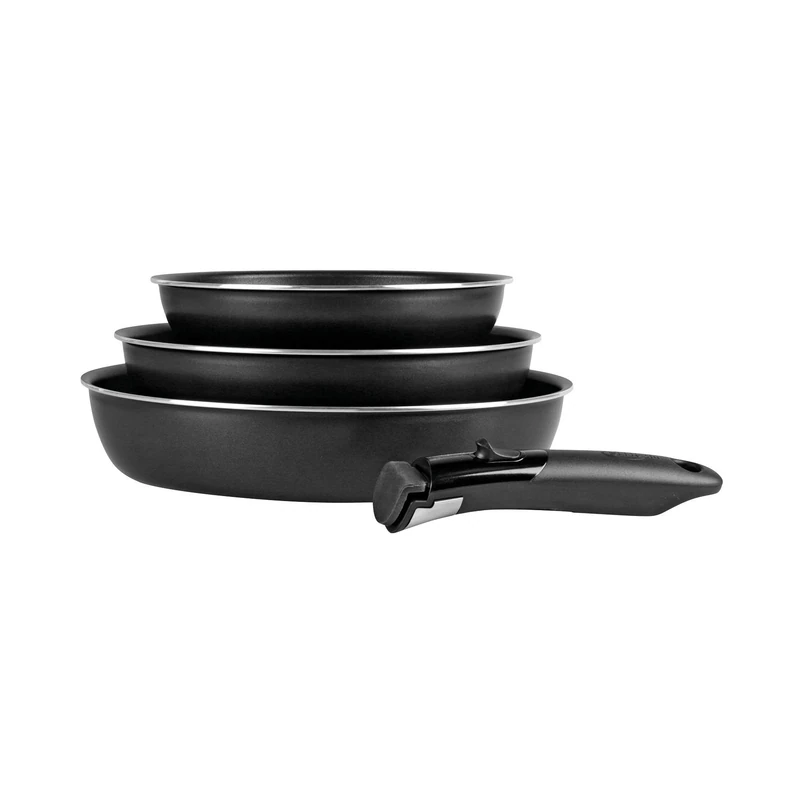 Sitram 712757 Lot de 3 poêles + Manche amovible Set of 3 Sitramovable Frying Pans: Ø20, 24, 28 cm with Removable Handle, Aluminium