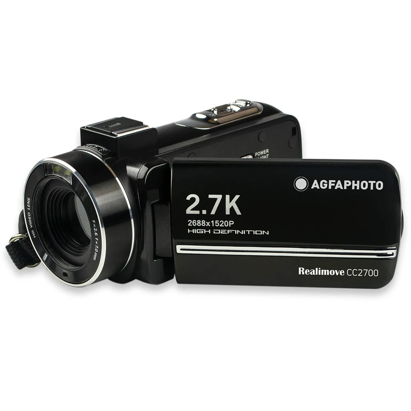 AgfaPhoto Realimove CC2700 – Caméscope Numérique, 2.7K, 24MP, Écran Tactile 3’’, Zoom 18X, Télécommande, Batterie Lithium - Noir