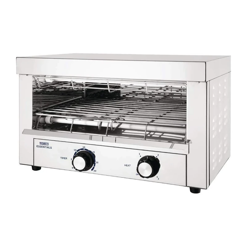Nisbets Essentials Stainless Steel Toaster Grill in Silver with Front Mounted Dial Temperature Control - Side Vented - 2.1kW - W440 mm
