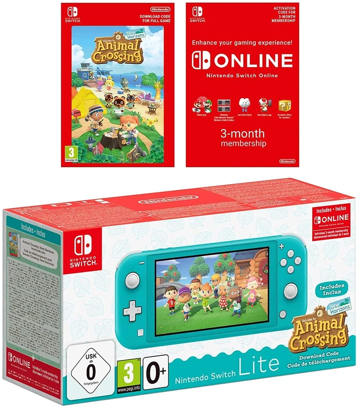 Nintendo Switch Lite (Turquoise) Animal Crossing New Horizons + NSO 3 months