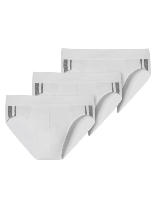 Schiesser Men's 3 Pack Briefs Soft Waistband and Stripes Organic Cotton - 95/5 Organic