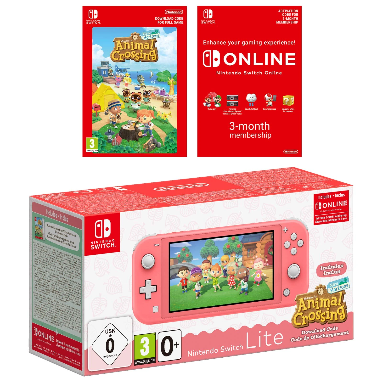 Nintendo Switch Lite (Coral) Animal Crossing New Horizons + NSO 3 months