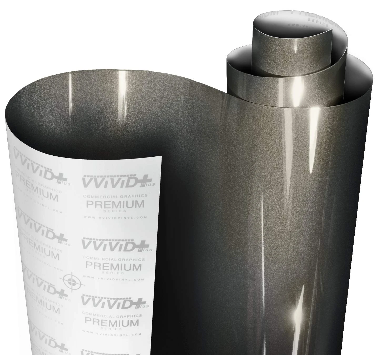 VViViD+ Ultra Gloss Candy Charcoal Grey Vinyl Car Wrap Premium Paint Replacement Film Roll with Nano Air Release Technology, Stretchable Protective Cap Liner, Self Adhesive (15ft x 5ft)