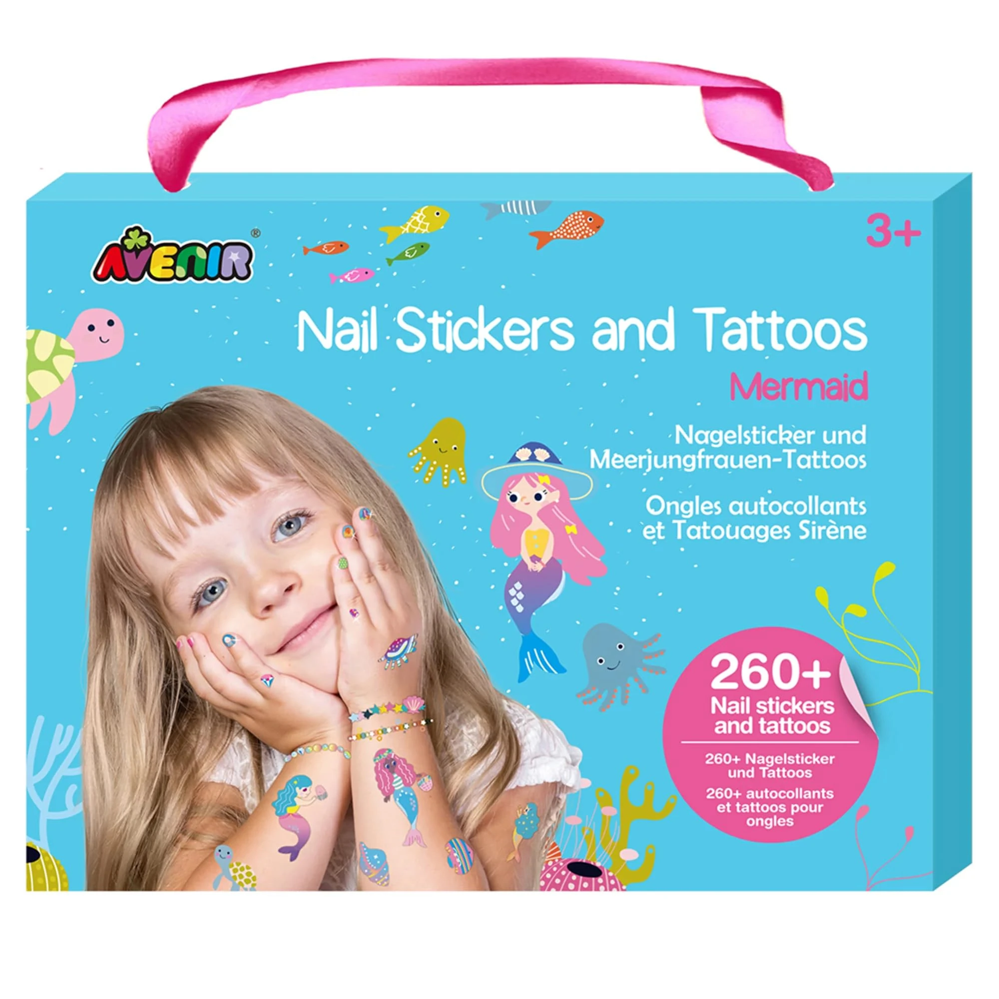 Avenir Creative Set | Mermaid Nail Stickers & Tattoos | Nail Art Decals Self-Adhesive Cute Nail Supplies Art Design Decoration Accessories Temporary Stickers for Children Aged 3+