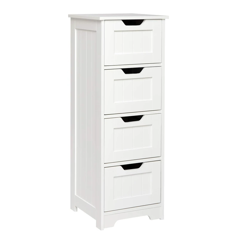 Mondeer Bathroom Storage Cabinet, Storage Unit with 4 Drawers Space-saving Wooden Modern Style 30 x 30 x 82 cm Suitable for Bathroom Living room Corridor Bedroom, White