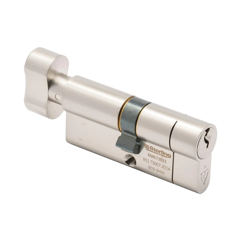 Sterling Int 35mm Ext (70mm) TS007 BS1 1 Star Police Approved Secured by Design Thumbturn Door Cylinder, Satin Nickel