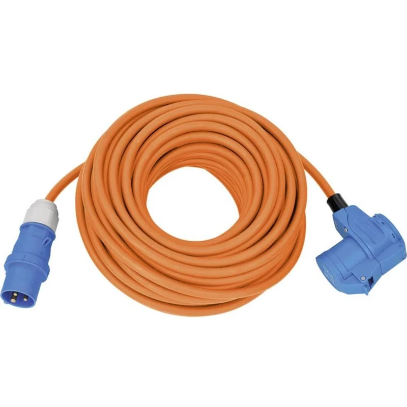 Brennenstuhl CEE Camping Extension Cable with CEE Plug and Angled Connector with Protective Contact Socket (25 m Cable in Orange, 230 V/16 A, Outdoor Use, Made in Germany)