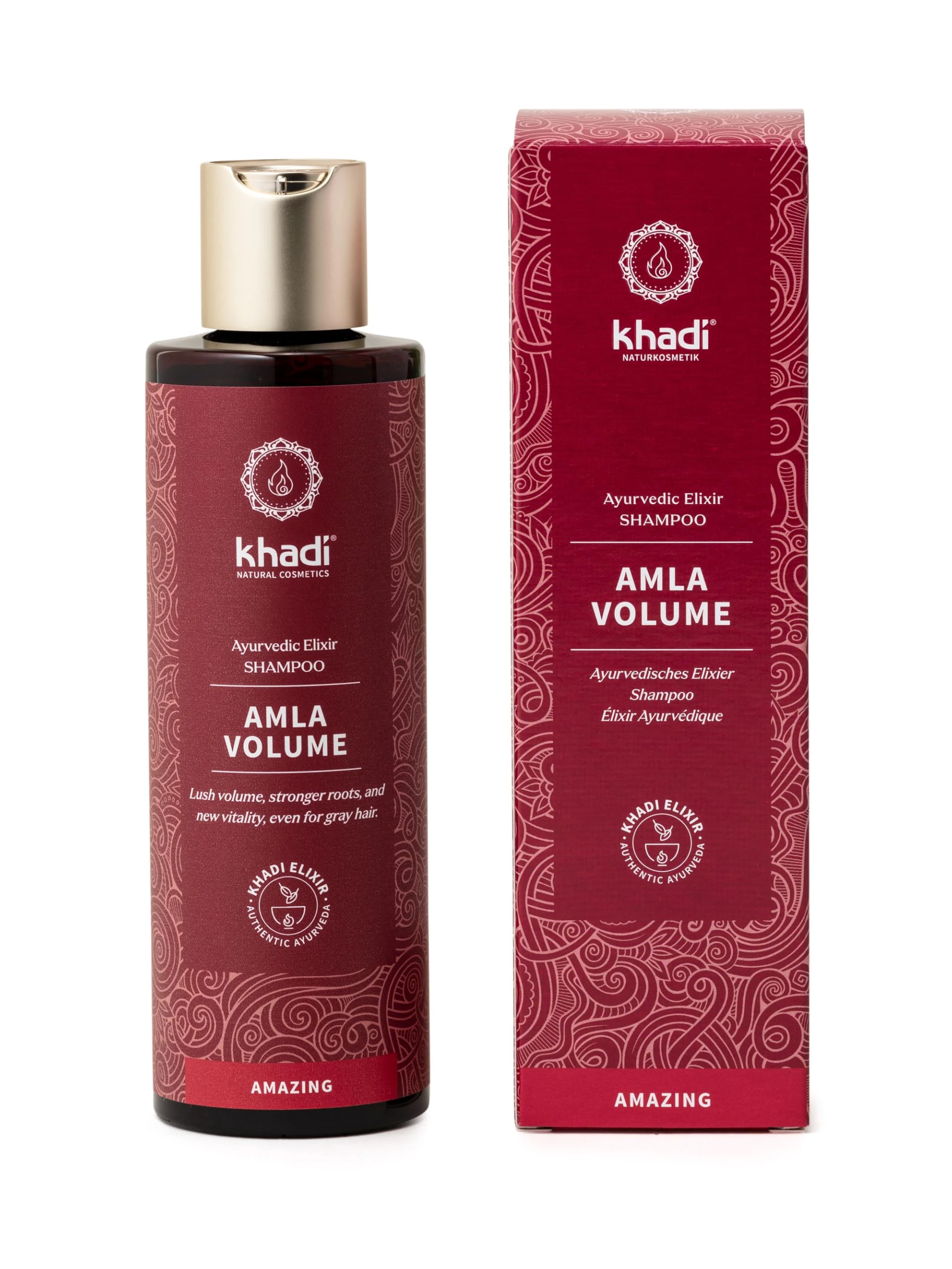 khadi AMLA VOLUME Ayurvedic Shampoo - Powerful hair & volume through strong hair roots - 100% natural, vegan, silicone & sulfate-free - 200g