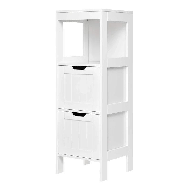 Mondeer Bathroom Cabinet with 2 Drawers Storage Unit Modern Wooden Floor Cabinet for Bathroom, 30 x 30 x 89 cm (L x W x H), White