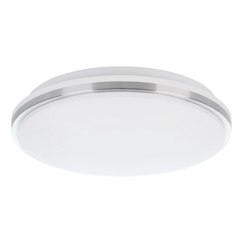 Eglo Marunella LED Ceiling Light, Steps Dimmable Neutral White Wall Lamp, Ø 34 cm (13.3"), Nickel Matt Steel and White Plastic Living Room Ceiling Lighting