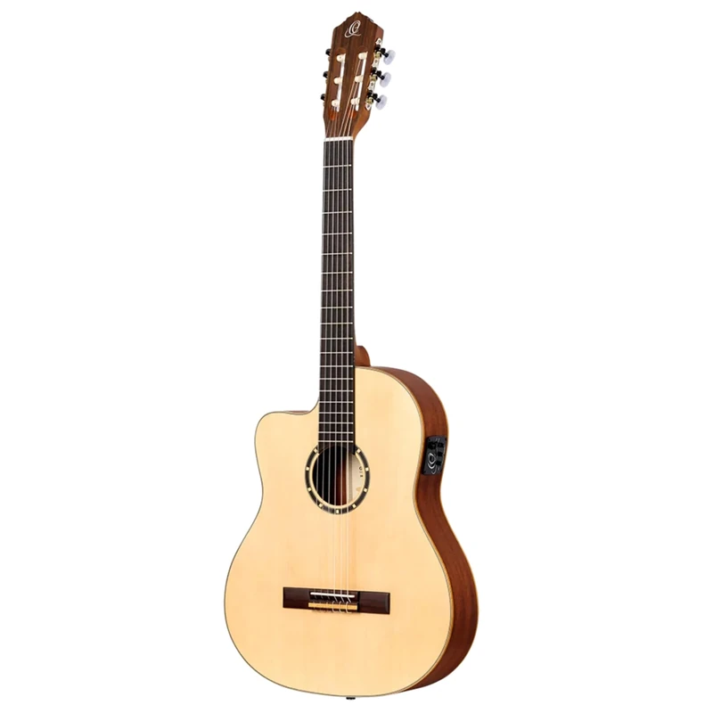 Ortega Guitars Classical Guitar Left-Handed – Electro-Acoustic, 4/4, Slim Neck – Family Series – Including Gig Bag – Spruce, Mahogany, Natural (RCE125SN-L)