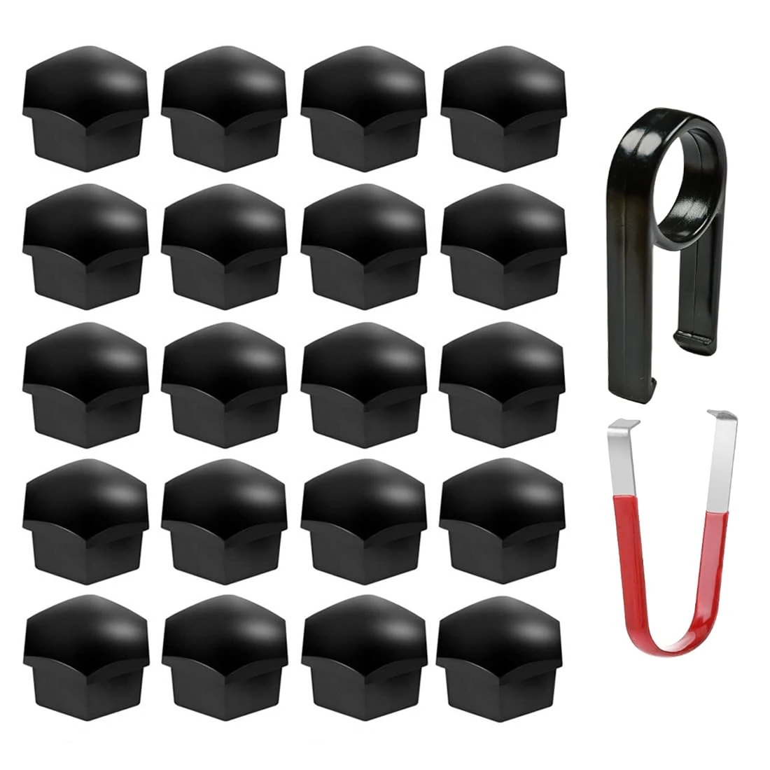 Gebildet 20Pcs 21mm Wheel Nut Cap, Wheel Bolt Nut Caps Covers, Hexagonal Tire Nut Covers with Removal Tool Set for Model 3 Model S Model X (High-Gloss Black)