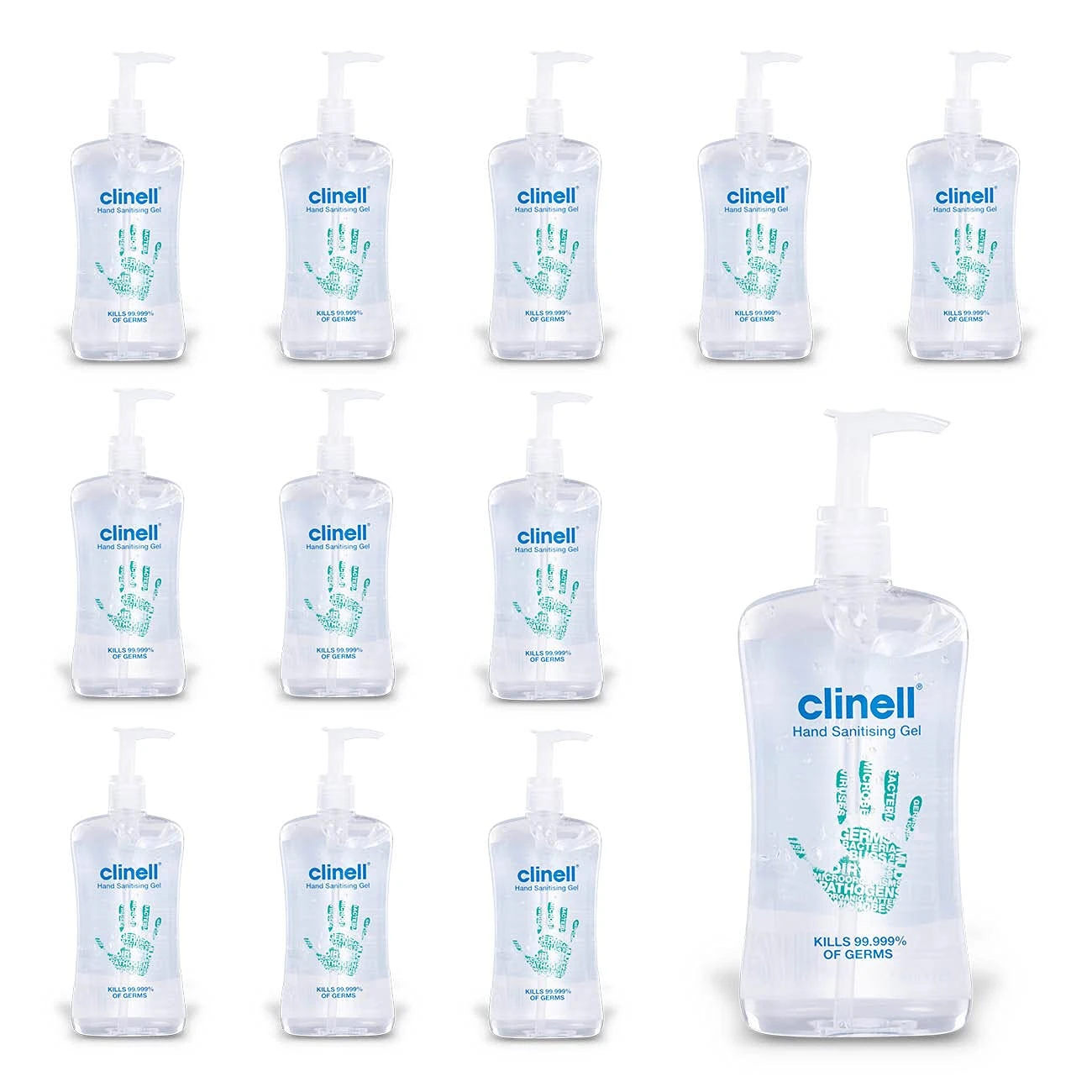 Clinell Hand Sanitiser Gel - Dermotologically Tested, Kills 99.99% of Germs, Quick and Kind to Skin, No Stickiness - 12 x 500 ml bottle