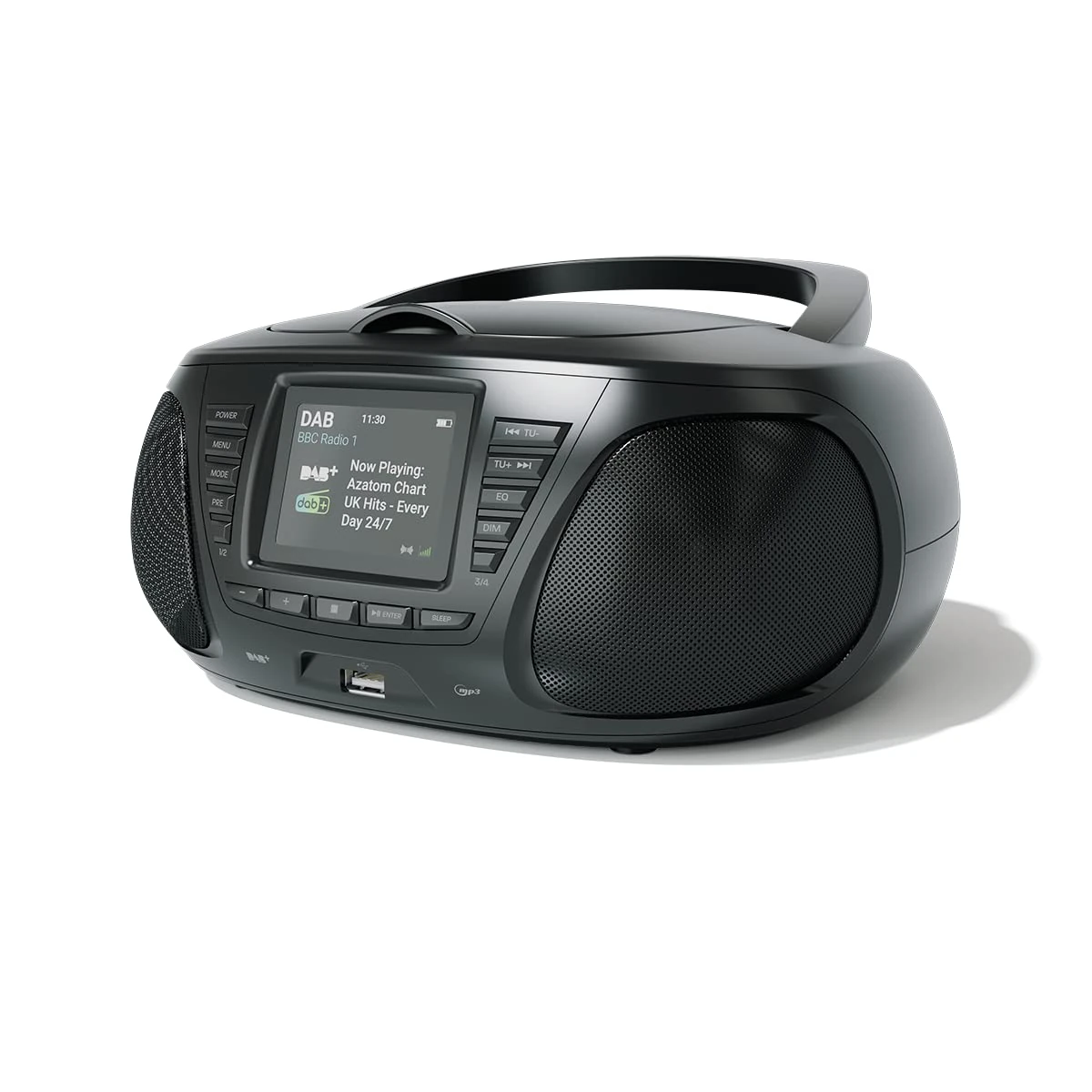 Portable CD Player with DAB/DAB+/FM Digital Radio | Bluetooth & USB MP3 Player | Large Display | Battery & Mains Powered (6x”C”) | Perfect for Home, Office or Outdoors | AZATOM Zenith Z4 (Black)