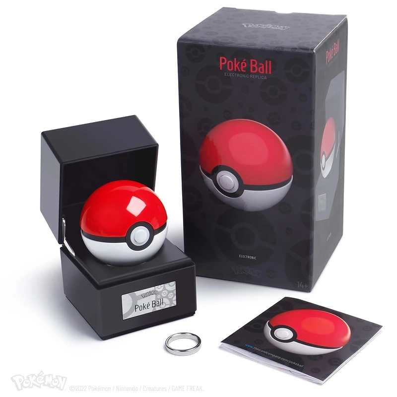 The Wand Company Original Poké Ball Authentic Replica - Realistic, Electronic, Die-Cast Authentic Replica with Display Case Light Features. Officially Licensed by Pokémon (Original Poké Ball) - Image 1