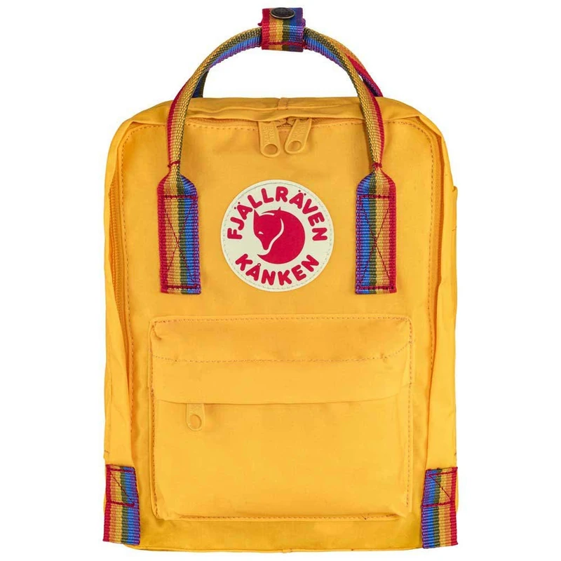 FJALLRAVEN F23621-141-907 Kånken Mini Warm Yellow-Rainbow Pattern OneSize, 20x13x29cm