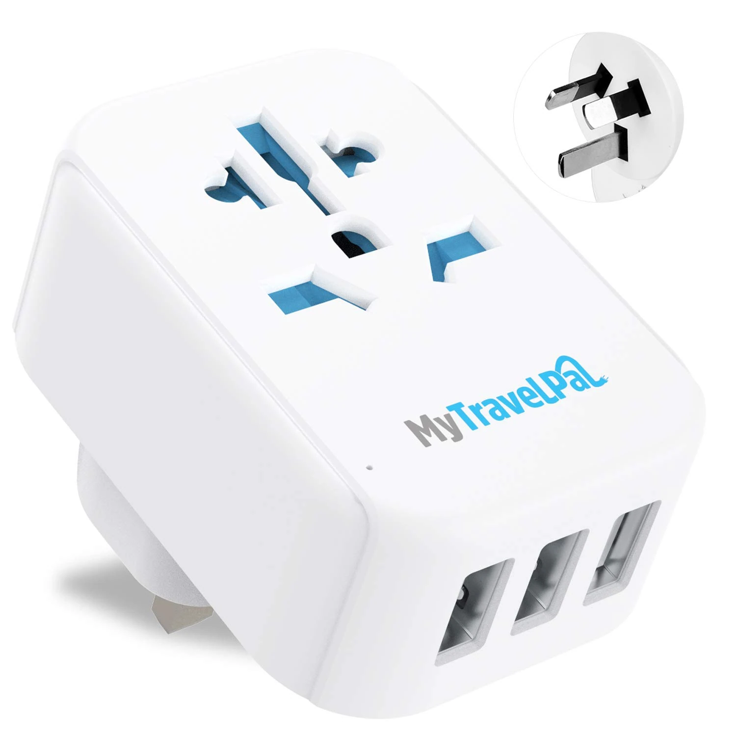 MyTravelPal UK to Australia Plug Adapter With USB | UK Safety Standards | China Australia Travel Adaptor With USB | Safe & Grounded Type I Travel Adapter Plug | Australian New Zealand Fiji Argentina
