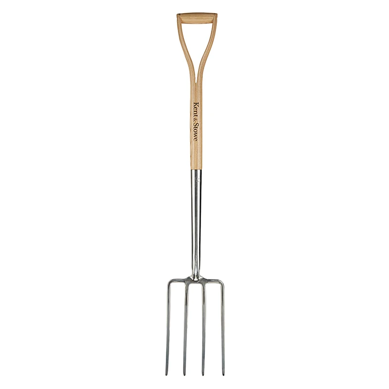 Kent & Stowe Spade Fork - Stainless Steel Garden Fork for Large Ground Areas - Hay Fork with Ash Handle - Length 110cm