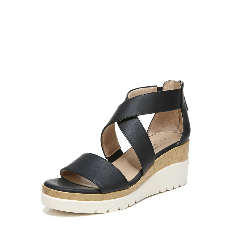 Naturalizer SOUL Women's Goodtimes Wedge Sandal, Black, 6.5 UK