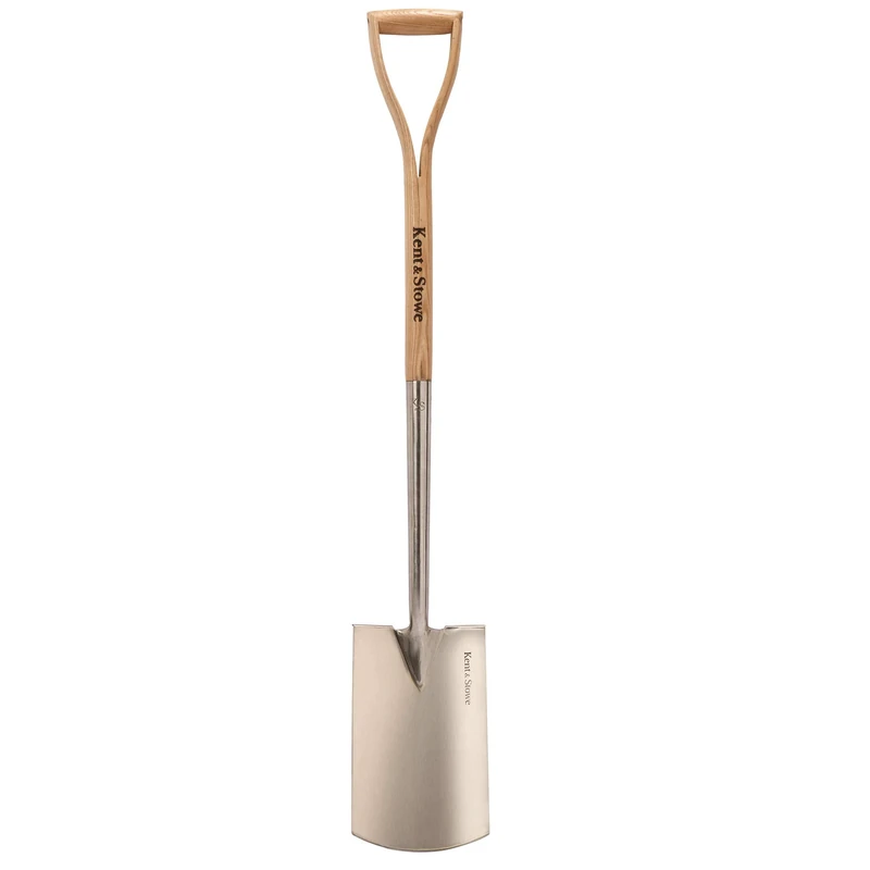 Kent & Stowe Gardening Spade - Professional Stainless Steel Spade for Hard and Stony Ground Garden Spade with Ash Handle, Length 110 cm