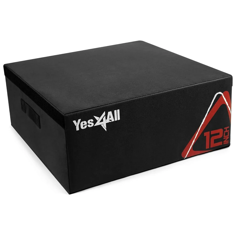 Yes4All Stackable Soft Plyo Box, Adjustable Plyometric Jump Box for Plyometric Exercises, HIIT, Conditioning - Black - 12" - Image 1