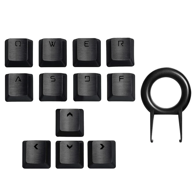 Qupei Metal Keycaps OEM(12 Keys) FPS/MOBA for 60%/87/104/108 for MX Switches Mechanical Keyboard, Ultra-Thin FPS & MOBA Gaming Keyboard Caps for Cherry Mx Switch (Black)
