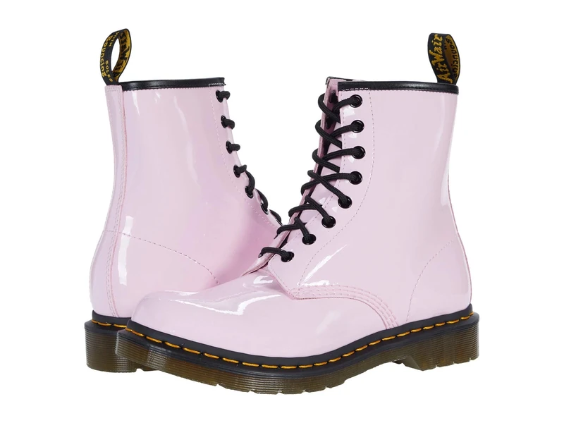 Dr. Martens Women's Pale Pink Patent Lamper Lace Boots - Size 9