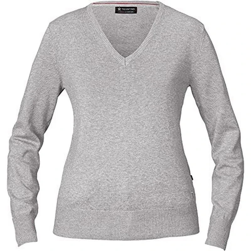 Texstar PW01 Womens V-Neck Sweater Light Grey S - Image 1