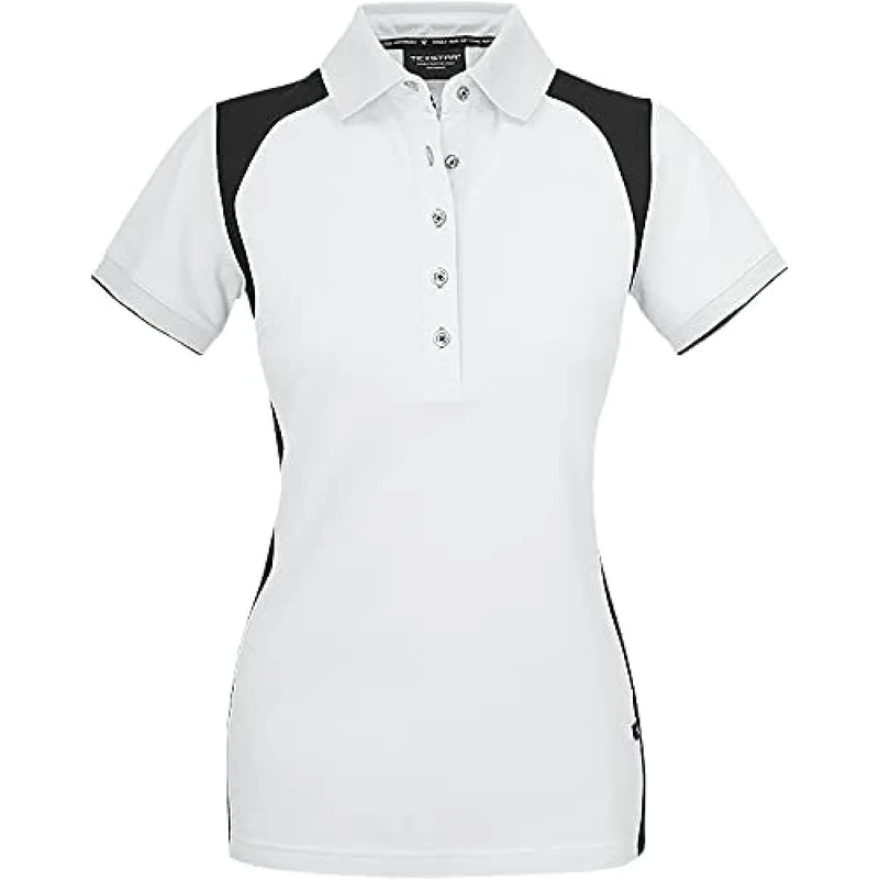 Texstar PSW7 Women's Stretch Pique Shirt with Three Buttons - White - Medium