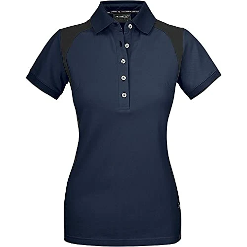 Texstar PSW7 Women's Stretch Pique Shirt with Three Buttons - Navy - Medium