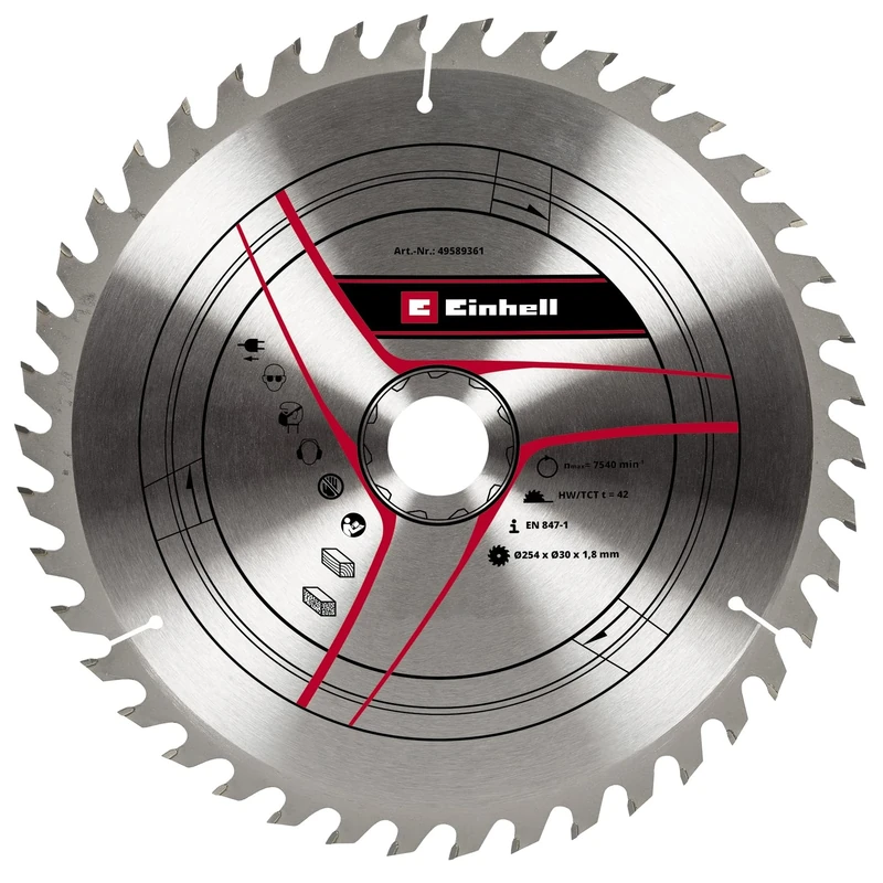 kwb by Einhell HM saw blade (diameter 254 x 30 mm, 42 teeth, suitable for Einhell table circular saw TC-TS 2025/2 eco & pull cap mitre saw TC-SM 254 and TC-SM 2531/1 U)