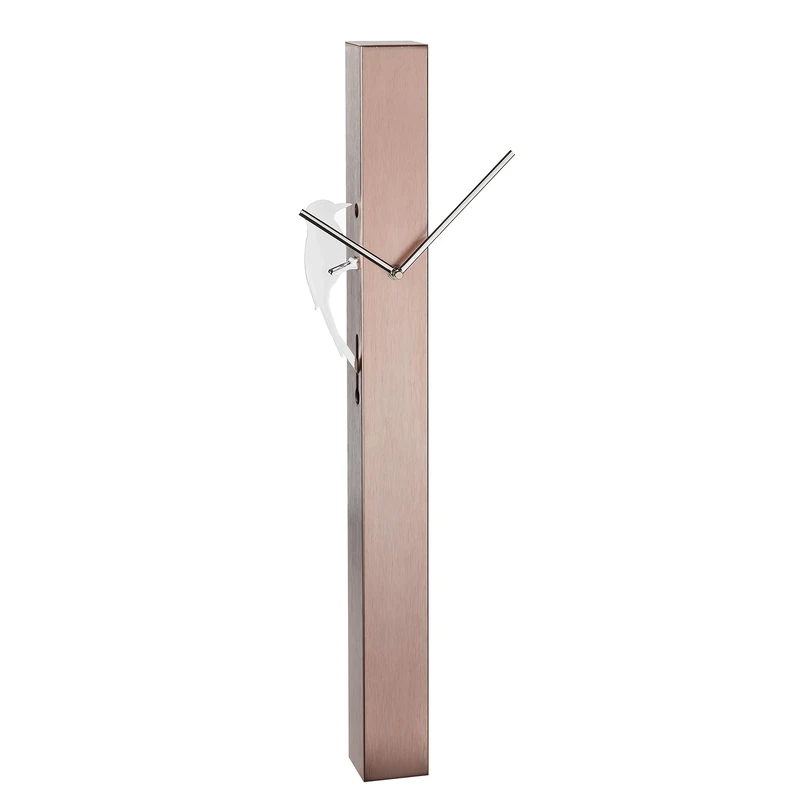 TFA Dostmann Picus 60.3062.51 Analogue Pendulum Chrome Plated Woodpecker Modern Design Wall Clock Rose Gold, Aluminium, (L) 246x (B) 75 x (H) 653 mm