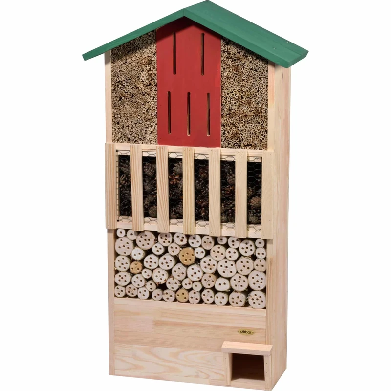 dobar XXL Insect Hotel Wall with Integrated Hedgehog House and Butterfly Box, 58 x 30 x 110 cm, Natural