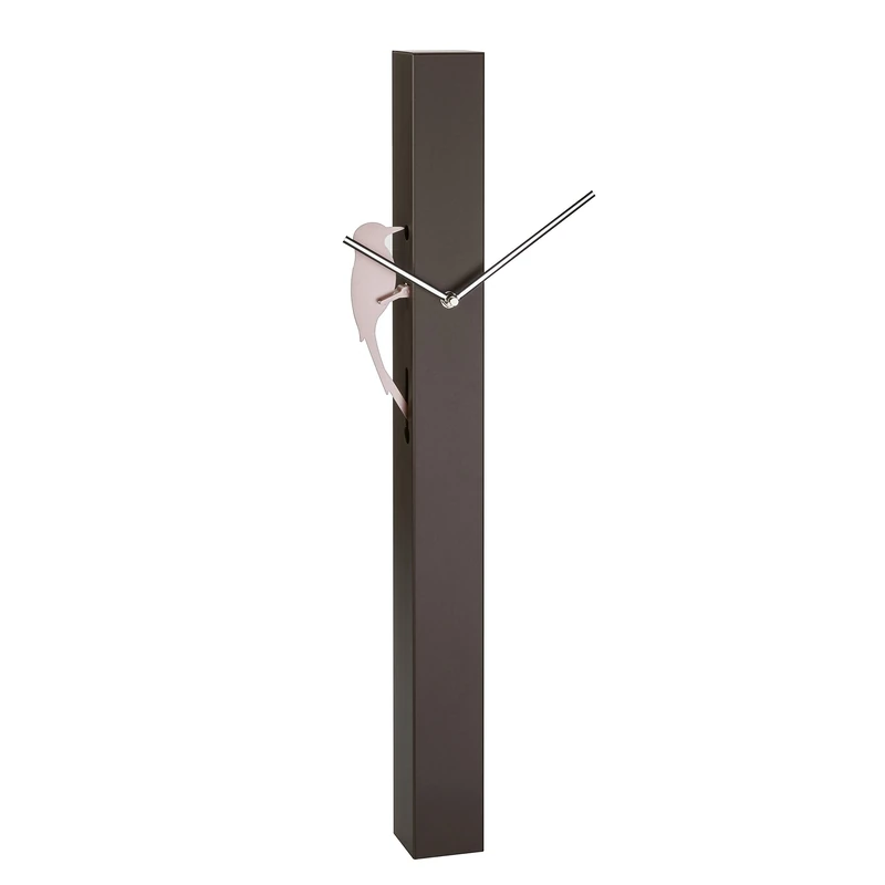 TFA Dostmann Picus 60.3062.08 Analogue Pendulum Clock Modern Quartz Movement Rose Gold Bird Dark Brown (L) 246x (W) 75 x (H) 653 mm