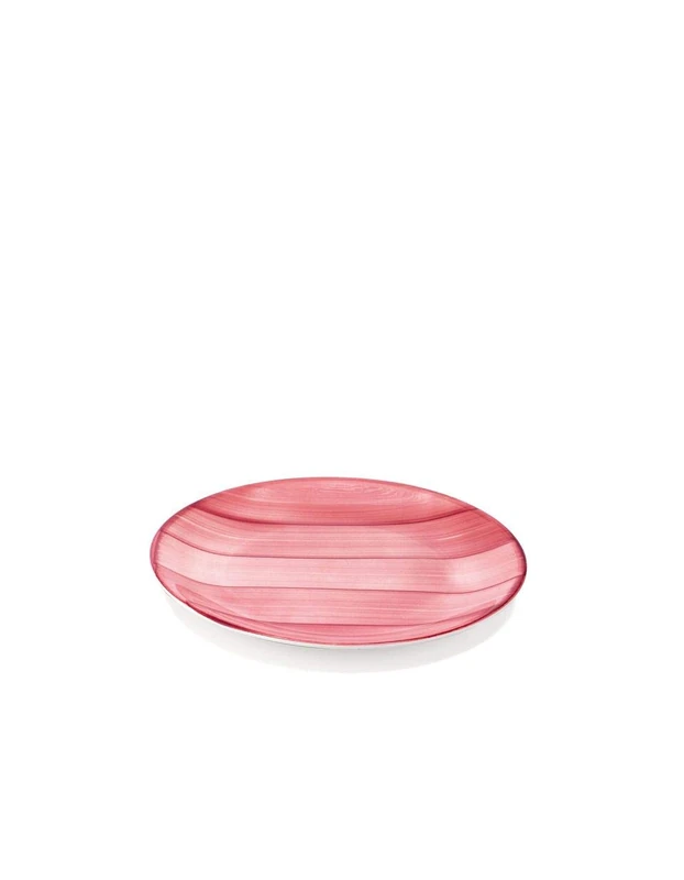 Zafferano Striche - Porcelain Dessert Plate, Diameter 210 mm, Colour Pink, Dishwasher-Safe up to 60° - Set 6 Pieces