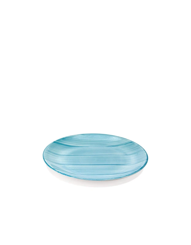 Zafferano Striche - Porcelain Dessert Plate, Diameter 210 mm, Colour Acquamarine, Dishwasher-Safe up to 60° - Set 6 Pieces
