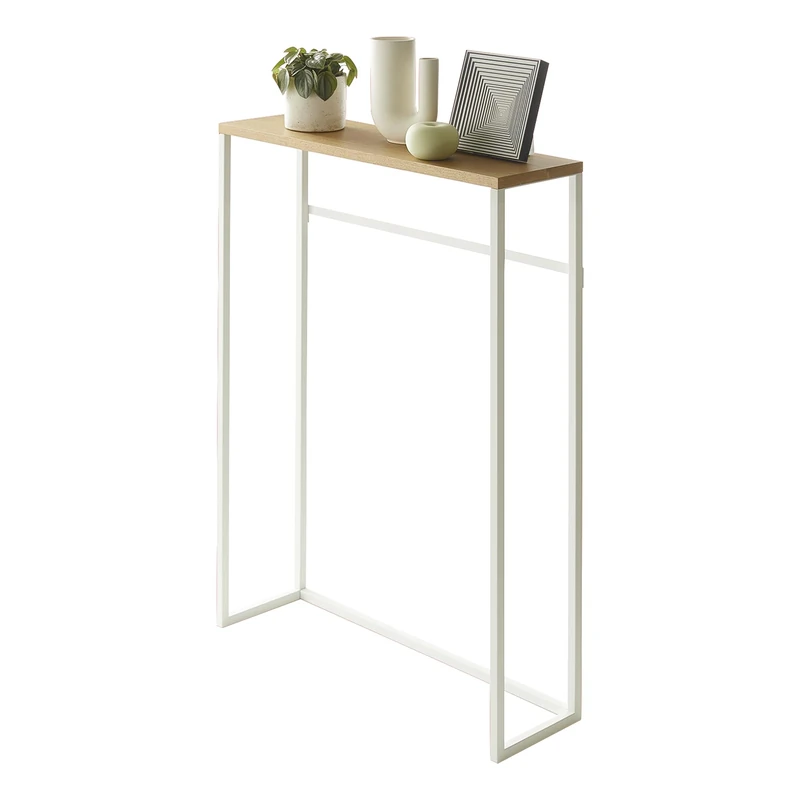YAMAZAKI 5164 TOWER Console Table, White, Steel/Wood, Minimalist Design, 60 x 18.5 x 80.5 cm (LxWxH)