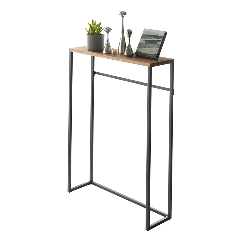 YAMAZAKI 5165 TOWER Console Table, Black, Steel/Wood, Minimalist Design, 60 x 18.5 x 80.5 cm (LxWxH)