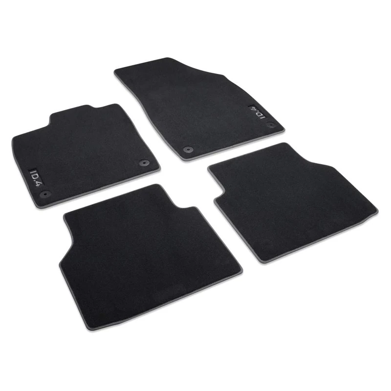 Volkswagen 11B061270WGK Floor Mats Premium Textile Floor Mats 4 x Fabric Mats Black with ID.4 Lettering