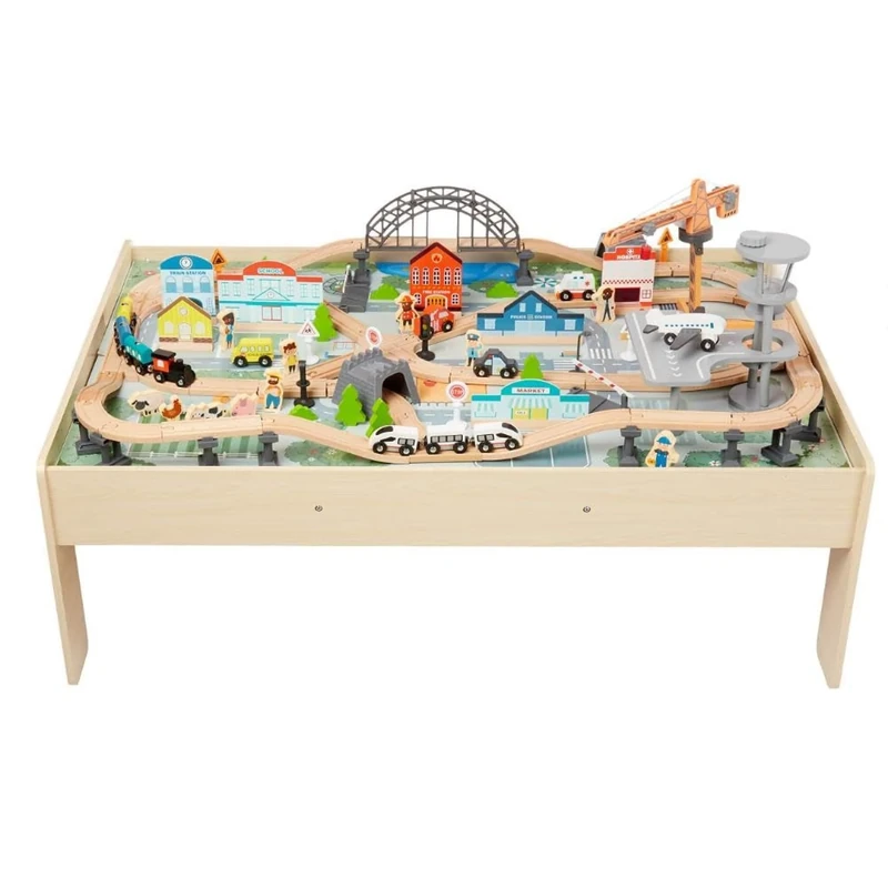 Amazon Basics 120-piece Train Set and Table, 120.4 x 85 x 41 cm, Multicolor