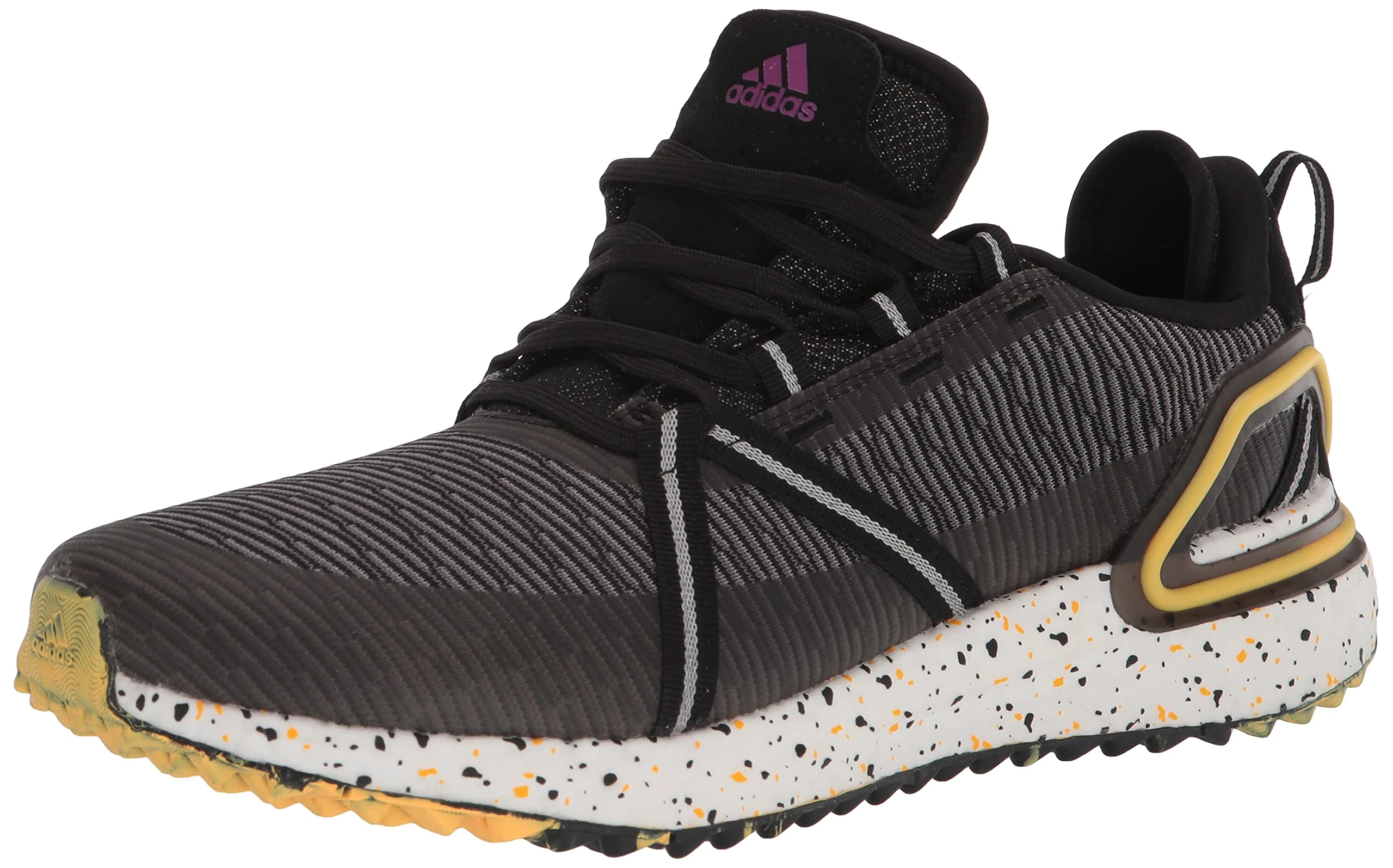 adidas Men's Unisex Solarthon Primegreen Spikeless Golf Shoes, Core Black/Purple/Solar Gold, 13